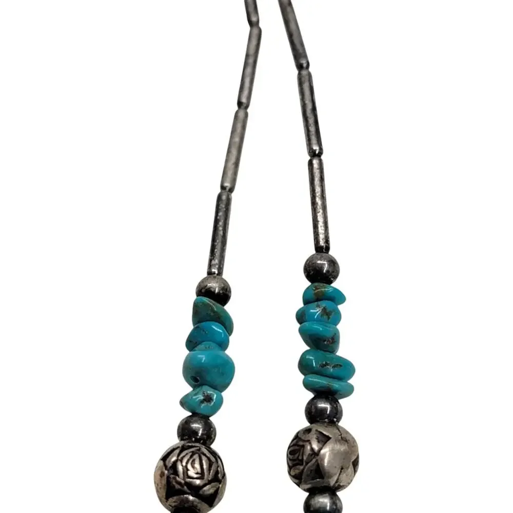 Vintage Southwestern Turquoise Bead Snap Hair Clip Barrette Dangle Boho Y2K 90s